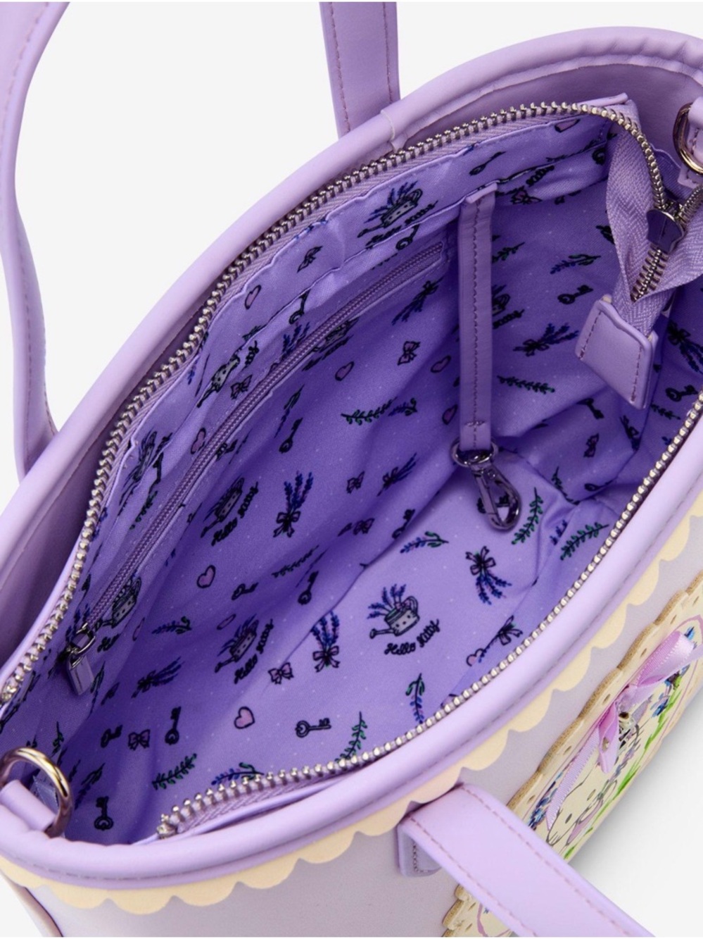 New Sanrio Hello Kitty Lavender Tote with Floral Medallion - Picture 4 of 5